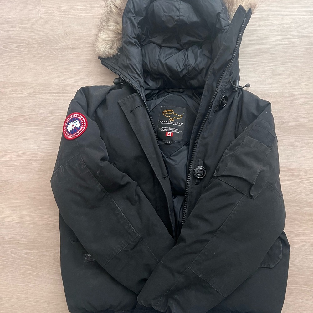 Canada Goose Black Puffer Jacket with Fur Trim